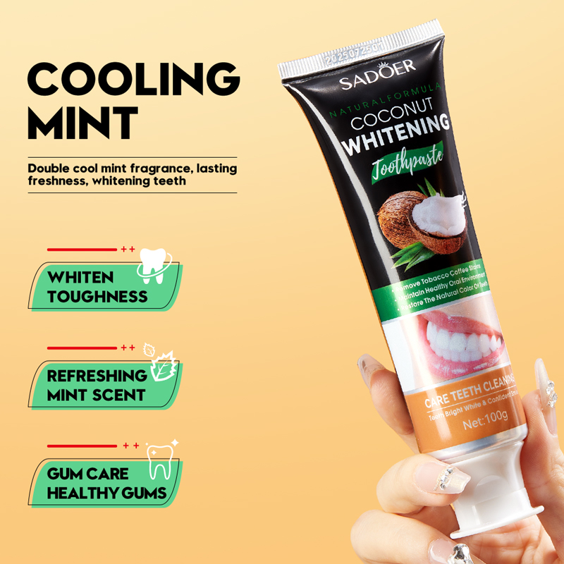 Teeth Whitening With Coconut Oil - SADOER Coconut Oil Teeth Whitening Toothpaste,