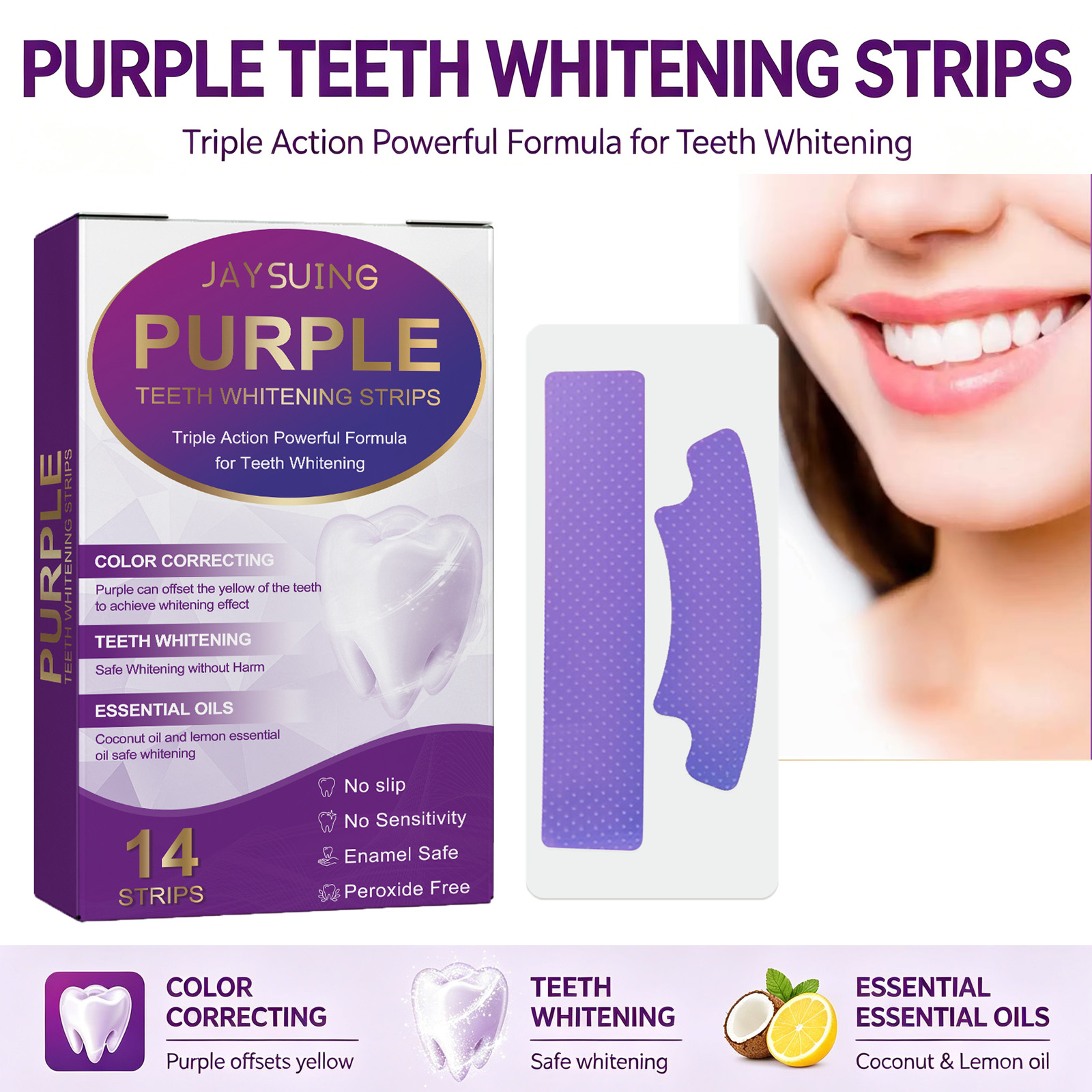 Purple Teeth Whitening Strips  - Teeth Whitening With Coconut Oil review and price