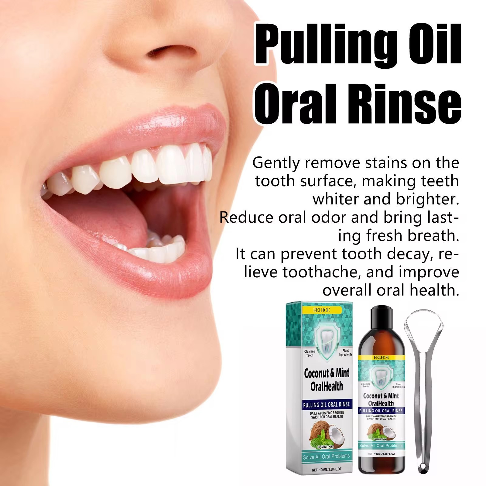 EELHOE Mint Coconut Oil Pullin - Teeth Whitening With Coconut Oil review and price